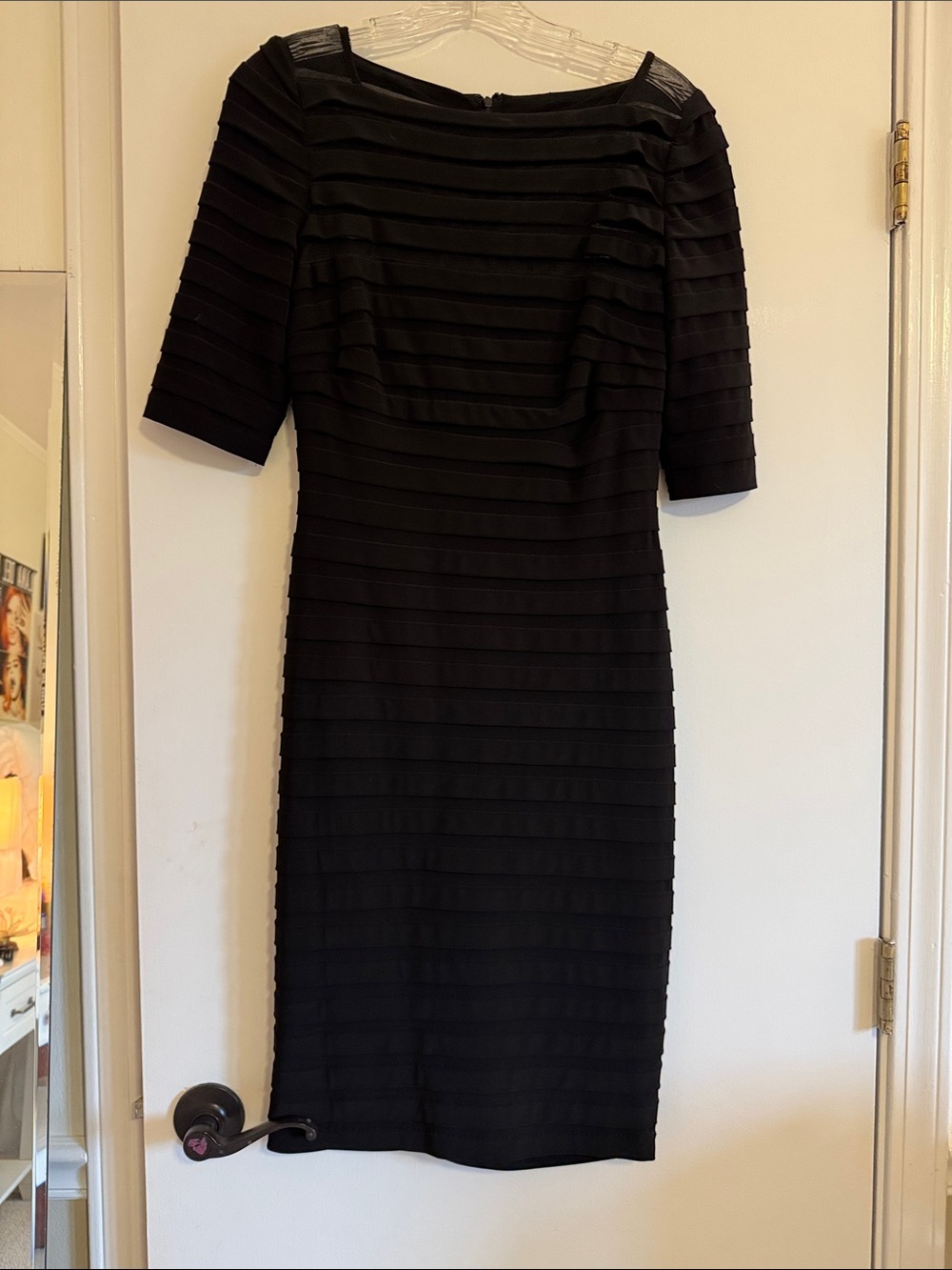 Adrianna Papell Black Layered Sheath Dress